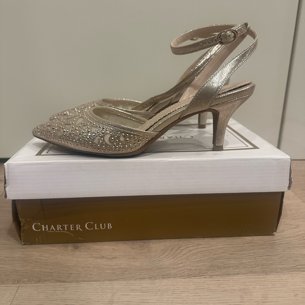 Charter Club Women's Giadaa Metallic Slingback Heels